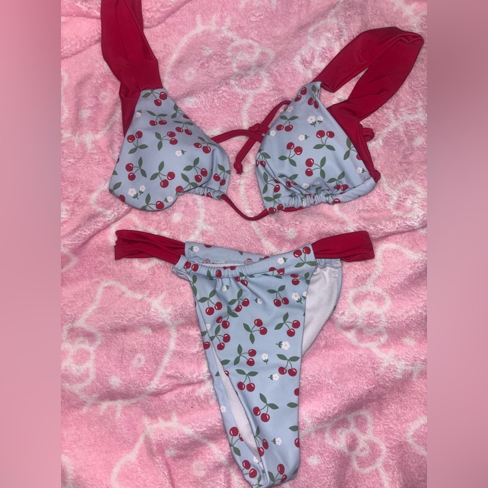 blue cherry bikini